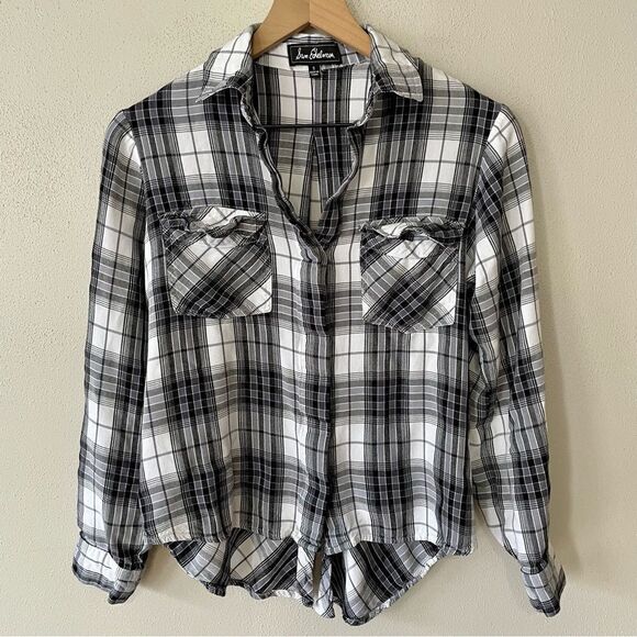 Sam Edelman Black and White Riley Flannel Boyfriend Shirt - Size: Small - Picture 1 of 14